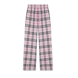 B.Sure Pink Plaid Casual Pants
